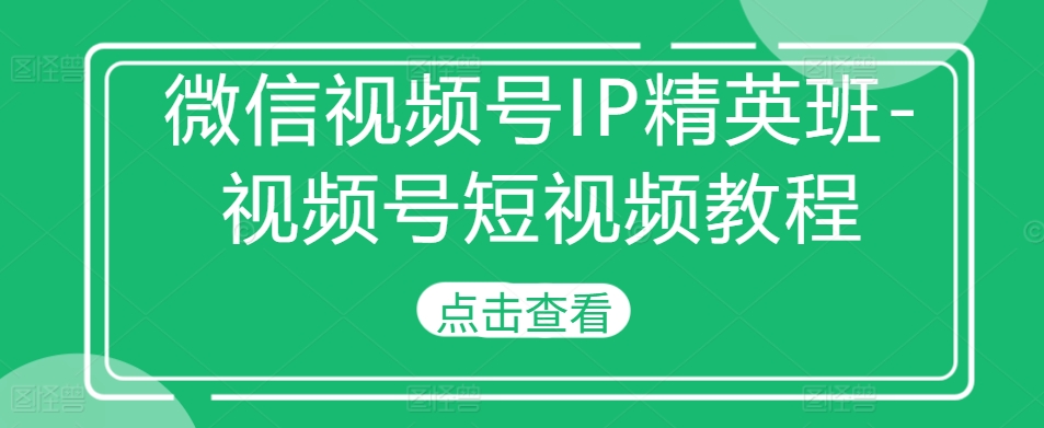 微信视频号IP精英班-视频号短视频教程-E家云商