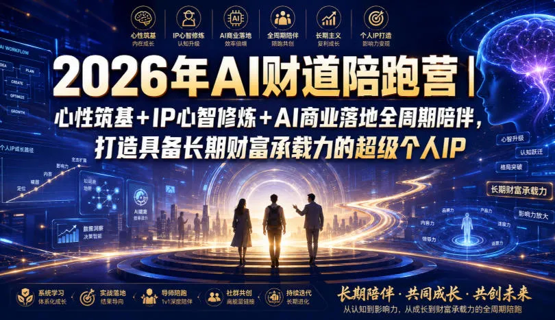 2026年AI财道陪跑营｜心性筑基+IP心智修炼+AI商业落地全周期陪伴，打造具备长期财富承载力的超级个人IP-e家网