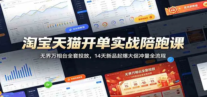淘宝天猫开单实战陪跑课：无界万相台全套投放，14天新品起爆大促冲量全流程-e家网