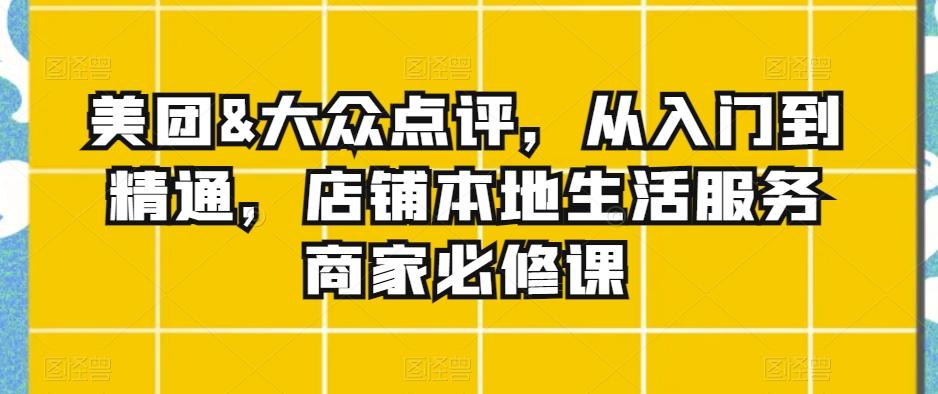 美团&大众点评，从入门到精通，店铺本地生活服务商家必修课-e家网