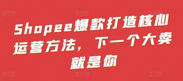 Shopee爆款打造核心运营方法，下一个大卖就是你-E家云商