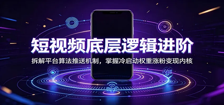 短视频底层逻辑进阶：拆解平台算法推送机制，掌握冷启动权重涨粉变现内核-e家网
