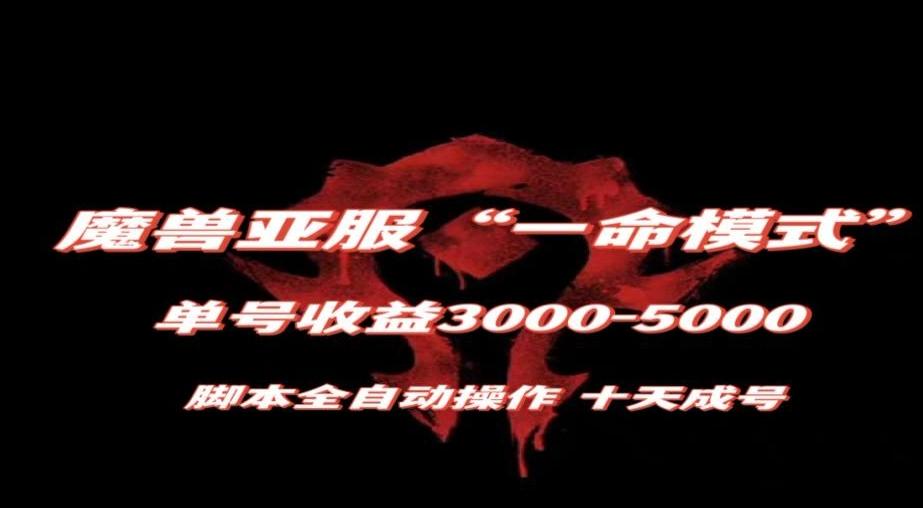 魔兽亚服一命模式，10天成号-单号3千-5千，脚本全自动操作，保姆级教学【揭秘】-E家云商