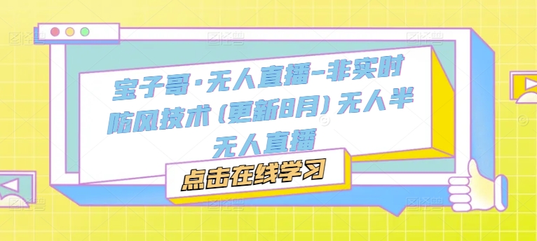 宝子哥·无人直播-非实时防风技术(更新11月)无人半无人直播-E家云商