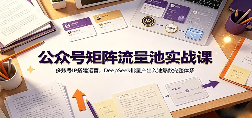 公众号矩阵流量池实战课：多账号IP搭建运营，DeepSeek批量产出入池爆款完整体系-e家网
