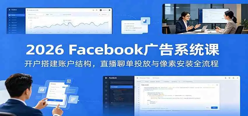 2026 Facebook广告系统课：开户搭建账户结构，直播聊单投放与像素安装全流程-e家网