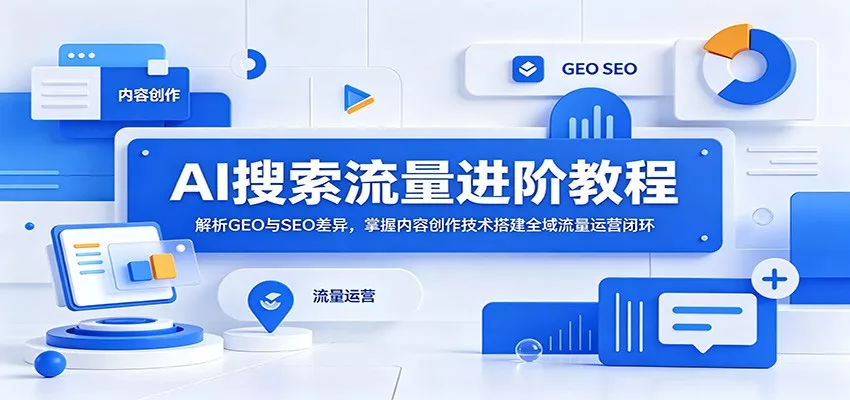 AI搜索流量进阶教程：解析GEO与SEO差异，掌握内容创作技术搭建全域流量运营闭环-e家网