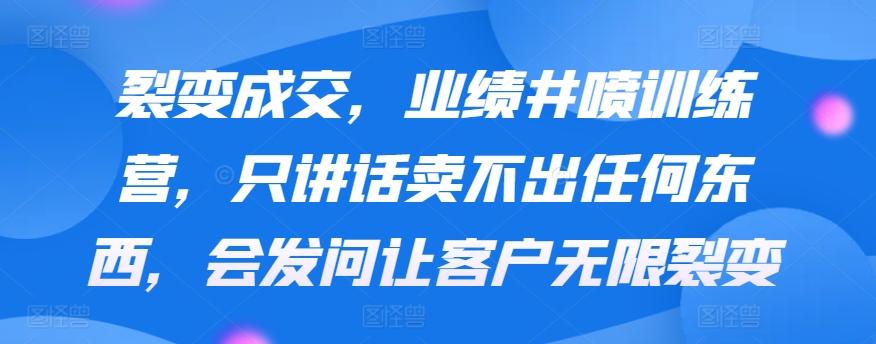 裂变成交，业绩井喷训练营，只讲话卖不出任何东西，会发问让客户无限裂变-E家云商