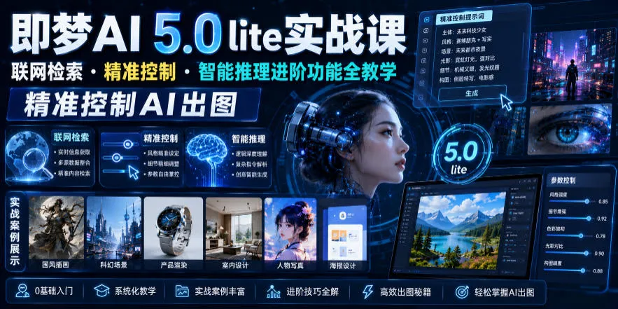 即梦AI 5.0 lite实战课，联网检索・精准控制・智能推理进阶功能全教学，精准控制AI出图-e家网