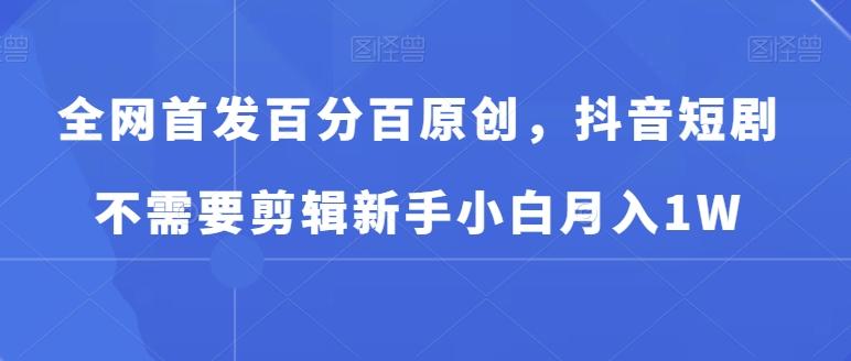 全网首发百分百原创，抖音短剧不需要剪辑新手小白月入1W-w 刷的