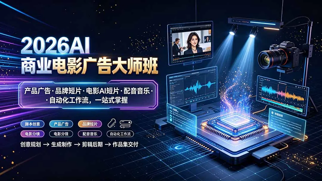 2026AI商业电影广告大师班：产品广告·品牌短片·电影AI短片·配音音乐·自动化工作流，一站式掌握-e家网