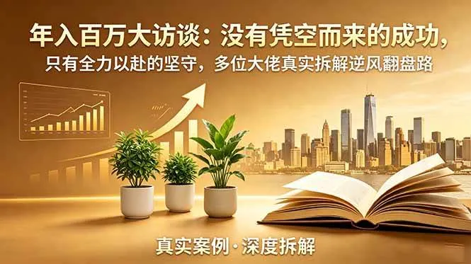 (18891期)年入百万大访谈-更新:没有凭空而来的成功,只有全力以赴的坚守,多位大佬真实拆解逆风翻盘路-e家网