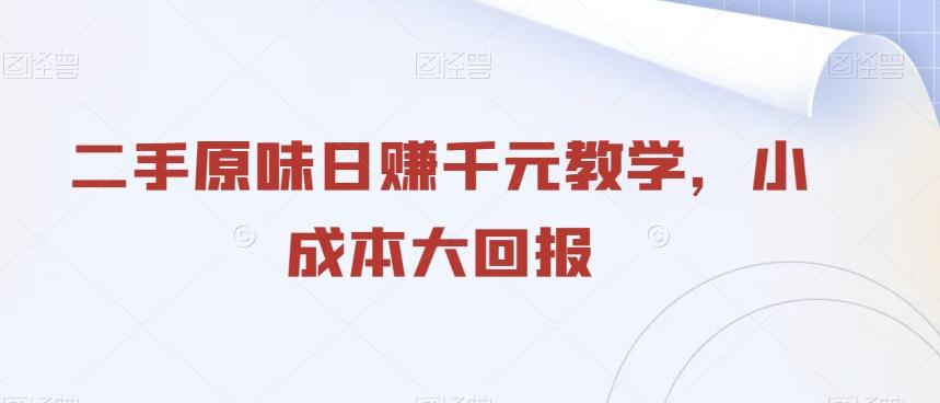 二手原味日赚千元教学，小成本大回报-E家云商