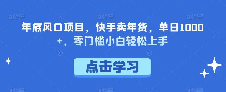 年底风口项目，快手卖年货，单日1000+，零门槛小白轻松上手-e家网