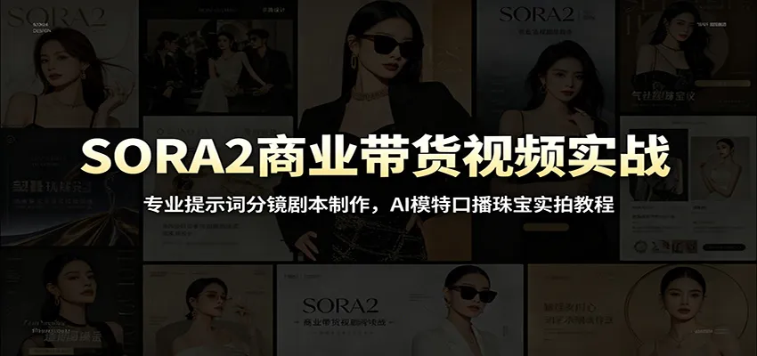 SORA2商业带货视频实战：专业提示词分镜剧本制作，AI模特口播珠宝实拍教程-e家网