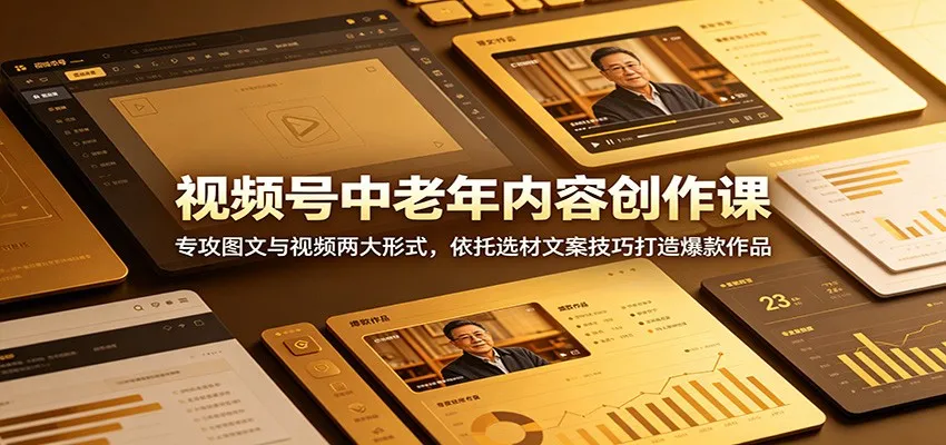 视频号中老年内容创作课：专攻图文与视频两大形式，依托选材文案技巧打造爆款作品-e家网