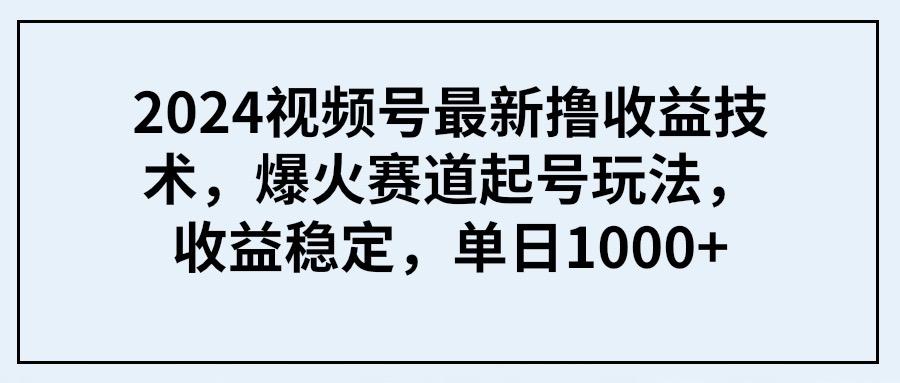 (9651期) 2024视频号最新撸收益技术，爆火赛道起号玩法，收益稳定，单日1000+-E家云商