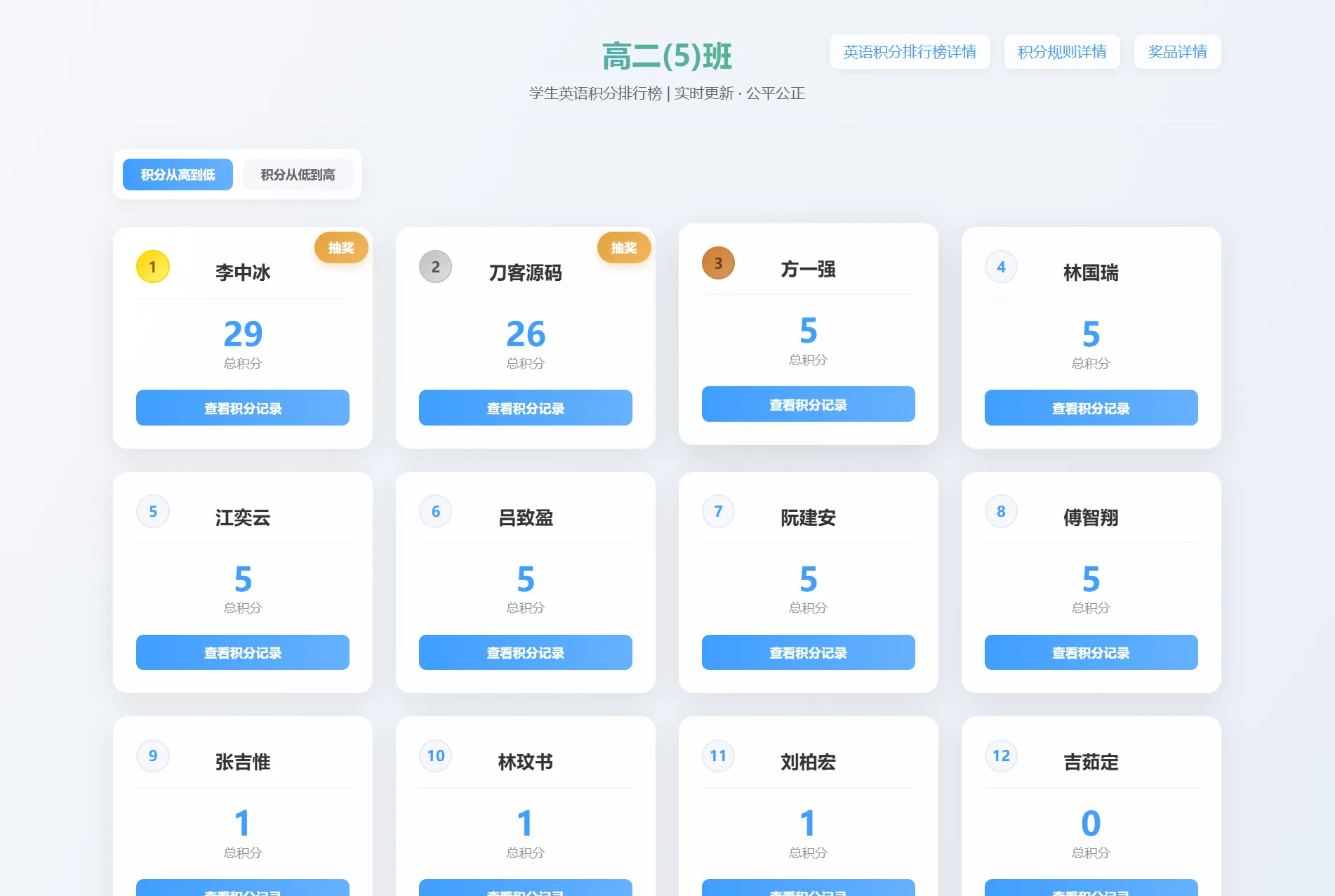 班级学生平时表现记录 积分抽奖系统源码 全开源-e家网