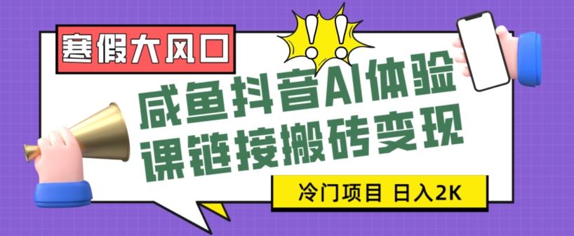 寒假大风口咸鱼抖音AI体验课链接搬砖变现，全网首发冷门项目，小白可日入2K+【揭秘】-e家网