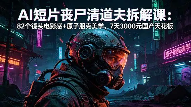（18649期）AI短片《丧尸清道夫》拆解课：82个镜头电影感+原子朋克美学，7天3000元国产天花板-e家网