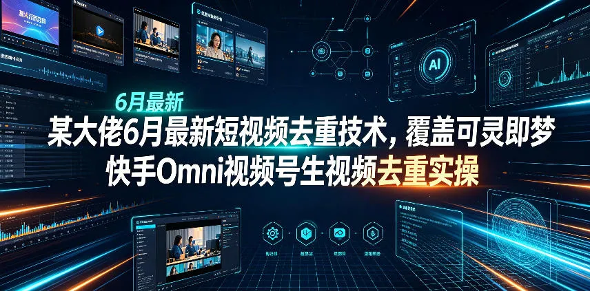 某大佬6月最新短视频去重技术，覆盖可灵即梦快手Omni视频号生视频去重实操-e家网