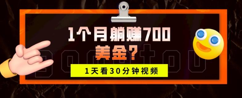 1天看30分钟视频，1个月躺赚700美金？-w 刷的
