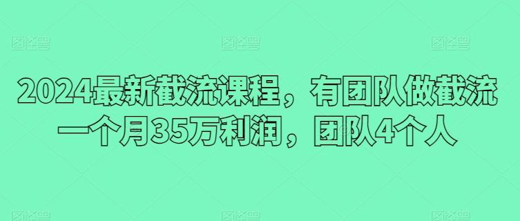 2024最新截流课程，有团队做截流一个月35万利润，团队4个人-E家云商