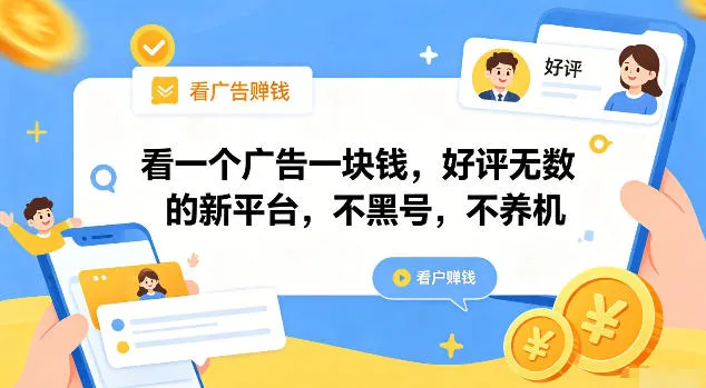 看一个广告一块钱，好评无数的新平台，不黑号，不养机【揭秘】-e家网