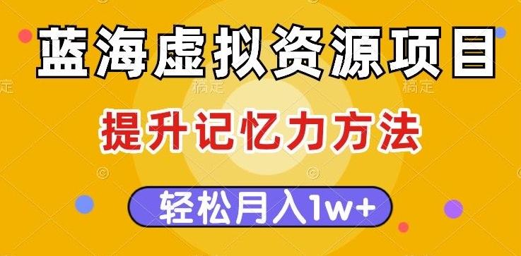 蓝海虚拟资源项目，提升记忆力方法，多种变现方式，轻松月入1w+【揭秘】-E家云商