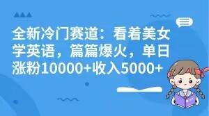 全新冷门赛道：看着美女学英语，篇篇爆火，单日涨粉10000+收入5000+-e家网