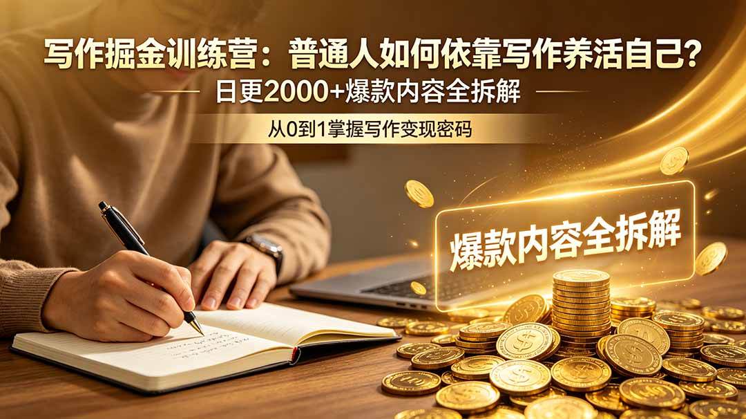 （18901期）写作掘金训练营：普通人如何依靠写作养活自己？日更2000+爆款内容全拆解-e家网