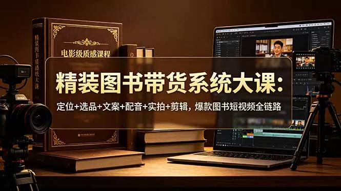 精装图书带货系统大课:定位+选品+文案+配音+实拍+剪辑,爆款图书短视频全链路-e家网