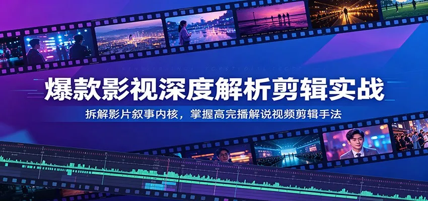 爆款影视深度解析剪辑实战：拆解影片叙事内核，掌握高完播解说视频剪辑手法-e家网