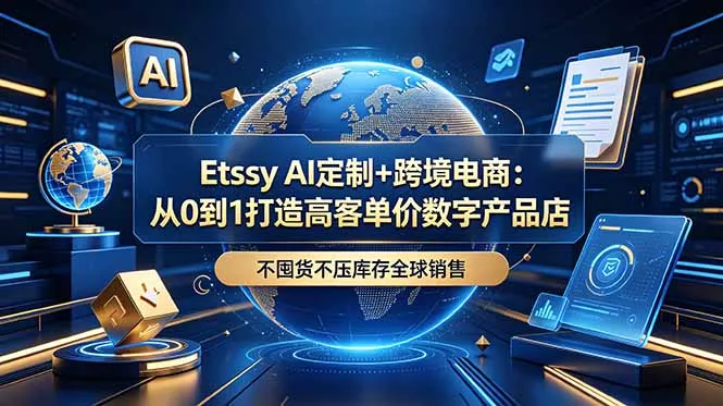 Etsy AI定制+跨境电商：从0到1打造高客单价数字产品店，不囤货不压库存全球销售-e家网