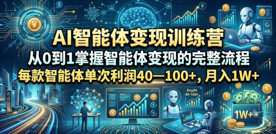 AI智能体变现训练营，从0到1掌握智能体变现的完整流程，每款智能体单次利润40—100+，月入1W+-e家网