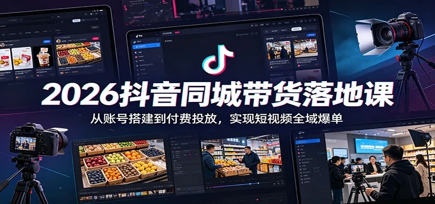 2026抖音同城带货落地课：从账号搭建到付费投放，实现短视频全域爆单-e家网