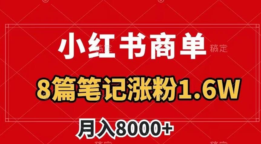 小红书商单最新玩法，8篇笔记涨粉1.6w，作品制作简单，月入8000+【揭秘】-E家云商