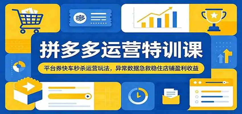 拼多多运营特训课：平台券快车秒杀运营玩法，异常数据急救稳住店铺盈利收益-e家网