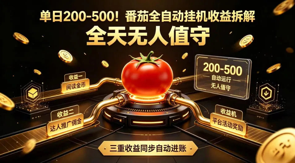单日200-500！番茄全自动挂G收益拆解，全天无人值守，矩阵操作收益翻倍【揭秘】-e家网