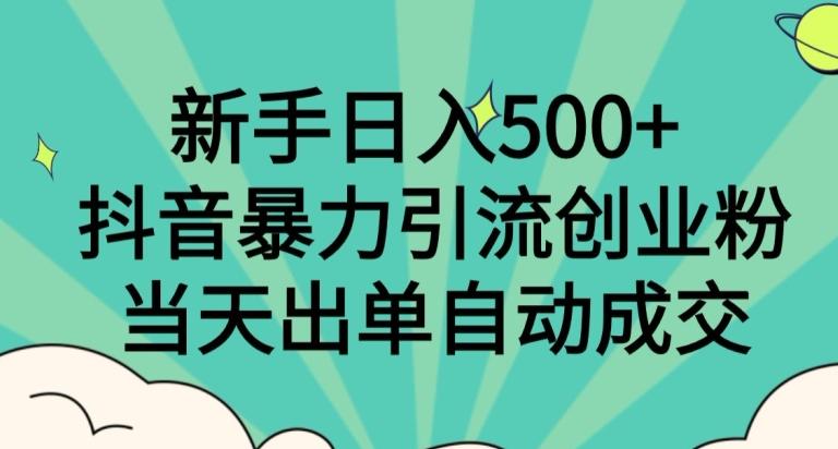 新手日入500+，抖音暴力引流创业粉，当天出单自动成交-E家云商