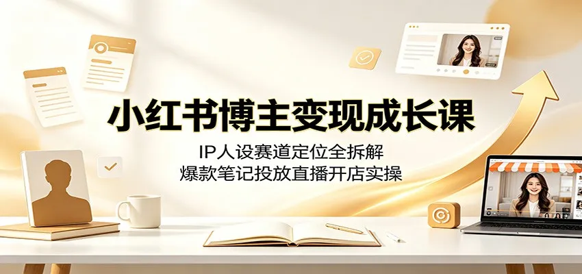 小红书博主变现成长课：IP人设赛道定位全拆解，爆款笔记投放直播开店实操-e家网