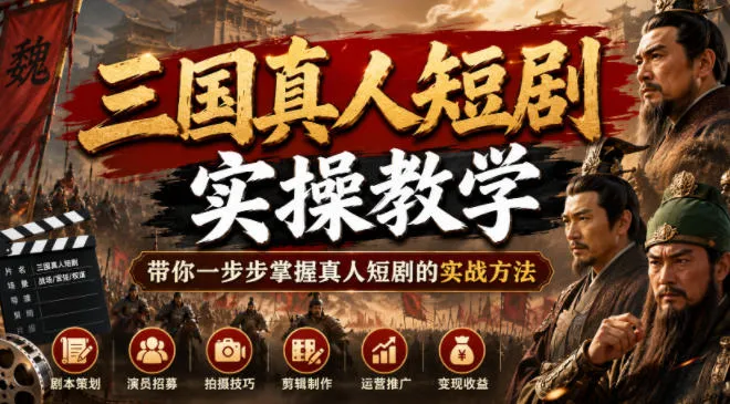 三国真人短剧实操教学，带你一步步掌握真人短剧的实战方法-e家网