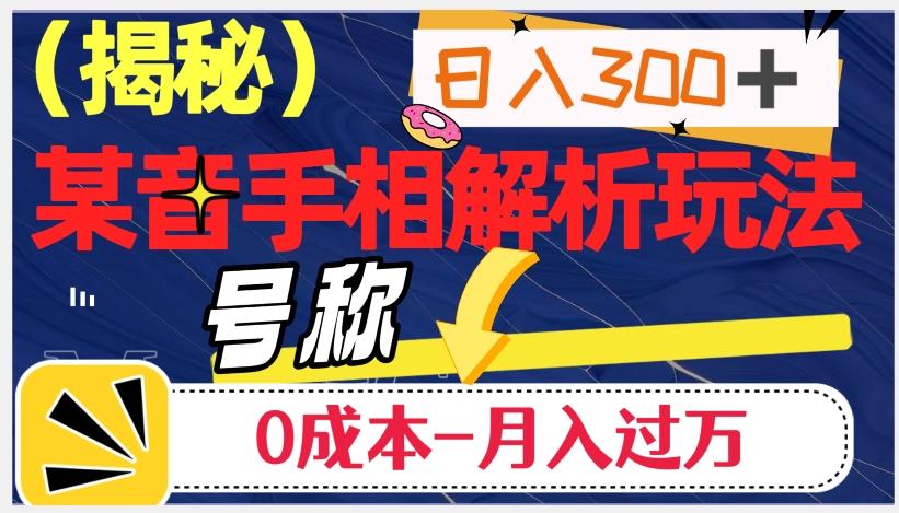 日入300+的，抖音手相解析玩法，号称0成本月入过万（揭秘）-E家云商