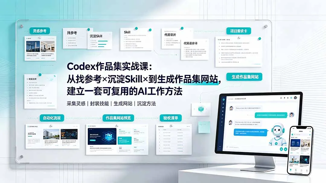 Codex作品集实战课：从找参考×沉淀Skill×到生成作品集网站，建立一套可复用的AI工作方法-e家网
