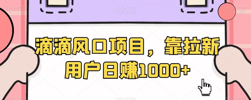 滴滴风口项目，靠拉新用户日赚1000+-e家网