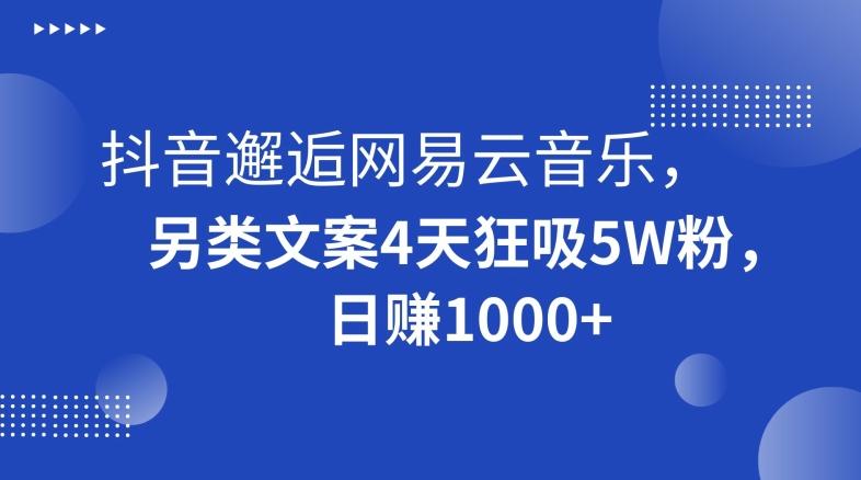 抖音邂逅网易云音乐，另类文案4天狂吸5W粉，日赚1000+【揭秘】-e家网
