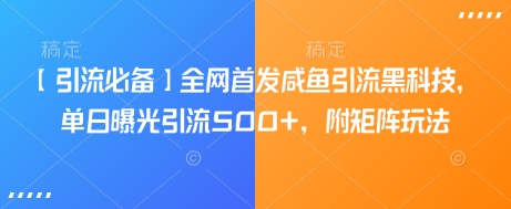 【引流必备】全网首发咸鱼引流黑科技，单日曝光引流500+，附矩阵玩法【揭秘】-E家云商