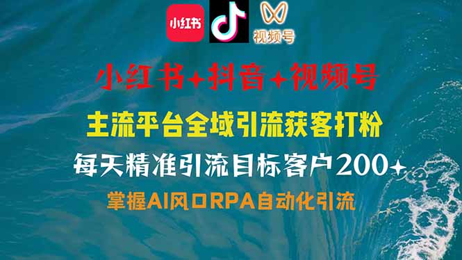 小红书、抖音、视频号全域多平台引流获客，日引目标客户200+，RPA自动...-E家云商