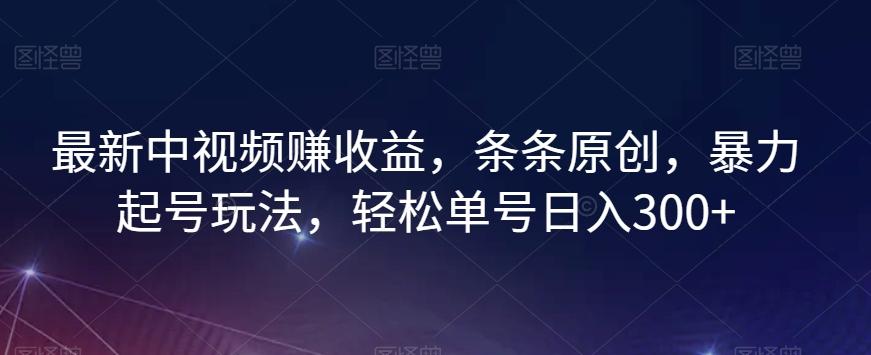 最新中视频赚收益，条条原创，暴力起号玩法，轻松单号日入300+【揭秘】-e家网