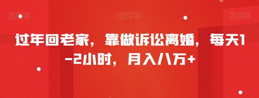 过年回老家，靠做诉讼离婚，每天1-2小时，月入八万+-e家网